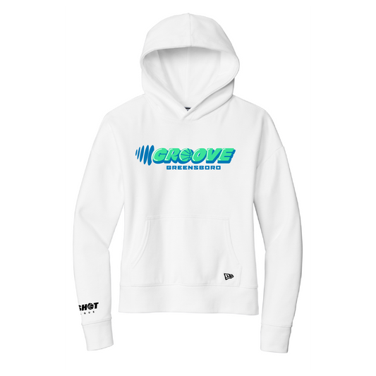 Greensboro Groove Women's White Comeback Logo Fleece Hooded Sweatshirt